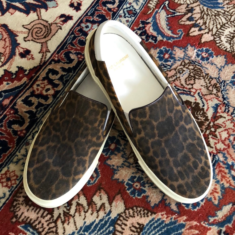 Saint Laurent Leopard Slip On Sneakers